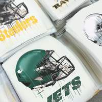 Casque de football américain, transfert DTF prêt à poser sur les t-shirts, autocollants lavables à repasser pour les fans de sport