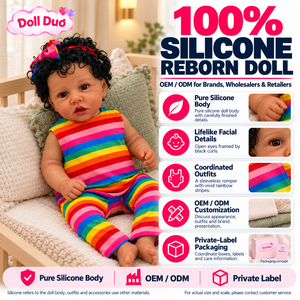 Poupée Duo personnalisée de 18 pouces, poupée reborn en silicone pleine longueur, peau foncée, barboteuse arc-en-ciel, cadeau de Noël personnalisé pour enfants - Product Image 1
