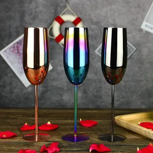Gobelet à Cocktail Champagne couleur personnalisée, flûte tasses de fête en métal, verres à vin rouge en acier inoxydable