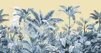 Murale murale 3D auto-adhésive de forêt tropicale - Décoration en papier imperméable, verdure vibrante, oiseaux exotiques pour chambre à coucher/salon
