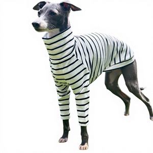 Gilet rayé pour lévrier, t-shirt de base en coton peigné, doux pour la peau, respirant, décontracté, toutes saisons, lévrier <span class=keywords><strong>italien</strong></span>, <span class=keywords><strong>whippet</strong></span> - Product Image 1