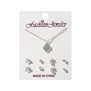 Conjunto de joyería de moda, aretes y collar con colgante de cristal, chapado en plata, regalo para mujer - Product Image 5
