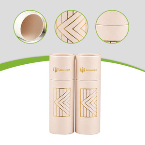 Boîte en carton ronde élégante rose <span class=keywords><strong>nude</strong></span>, emballage de luxe en tube géométrique avec feuille d'or pour huiles essentielles et parfums - Product Image 3