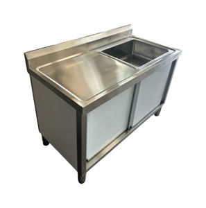 อ่างล้างจานเดี่ยวพร้อมตู้เก็บของสำหรับโรงแรมและร้านอาหารทำจากสเตนเลสสตีล - Product Image 6