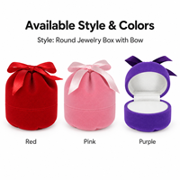 Boîte à bijoux en velours rouge en forme de nœud, à fond rond, pour bagues, boucles d'oreilles, colliers et autres bijoux – Vente en gros