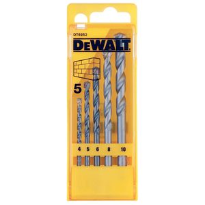 Jeu de forets à maçonnerie Dewalt 4 5 6 8 10 mm pour briques et béton - Product Image 1