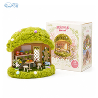 Rumah Boneka Mini DIY Four Seasons, Model Adegan Mikro Atap Berbulu, Lemari Pajangan Koleksi untuk Figur Star Man Blind Box