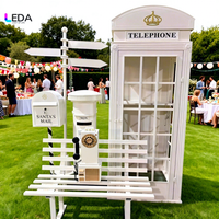 Ensemble de cabine téléphonique londonienne blanche LEDA avec banc, boîte aux lettres, décoration pour événements intérieurs et extérieurs, fêtes