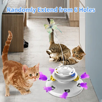 Jouet interactif pour chat avec six trous, plumes, balançoire automatique et balle papillon pour soulager le stress des chats - Vente en gros d'articles pour animaux de compagnie