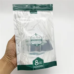 Sachets en Mylar refermables, sachet d'emballage alimentaire, pour poudre organique, thé en chanvre, 50 pièces, 8oz