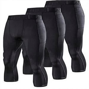 Pantalones de compresión hasta el tobillo para hombre SQINUSQN/Lion Chino, de otoño, material de spandex/nailon, diseño liso, cierre elástico, logotipo personalizado - Product Image 3