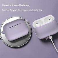 Étui de protection antichoc en silicone souple de 2 mm d'épaisseur pour écouteurs sans fil Airpods Pro 2 avec porte-clés