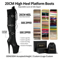 Bottes plateforme personnalisées de 8 pouces à lacets, talons aiguilles au-dessus du genou, fermeture éclair latérale, pour la danse exotique