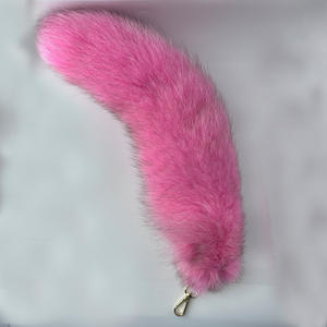 Cola de zorro auténtica de cristal de 40 cm, esponjosa, teñida de rojo, barata, con llavero y campana para juguete de gato, venta al por mayor - Product Image 2