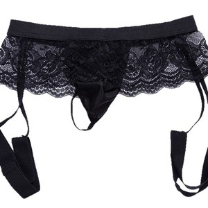 Sous-vêtements en dentelle pour hommes, string noir et rouge, taille moyenne, tissu en polyester, style sexy M1533 - Product Image 5