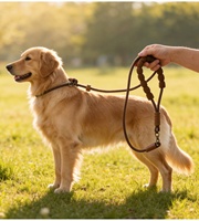 Laisse de traction confortable pour chien, qualité course, anti-explosion, avec boucle en silicone souple et verrou rotatif flexible, pour la promenade et l'entraînement du chien
