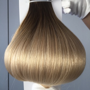 โรงงานผลิตผมยี่ห้อ Jasminebeauty ผมแท้แบบ Double Drawn Virgin Natural European Straight Remy PU Double Weft สีบลอนด์เดี่ยว 100% - Product Image 6