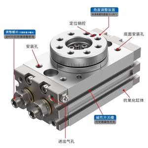 กระบอกลมแบบหมุน Dde Dade Pneumatics รุ่น Msqb 10A 20 30 50 70 100 200 ตัวกระบอกทำจากอะลูมิเนียม พร้อมระบบปรับมุม - Product Image 1