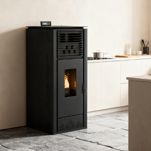 Estufa de Pellets de Diseño Ecológico para Calefacción Interior de <span class=keywords><strong>Cocina</strong></span> Moderna de 7kW, PS80 TUYA con Control Remoto WIFI, Aprobada por CE - Product Image 3