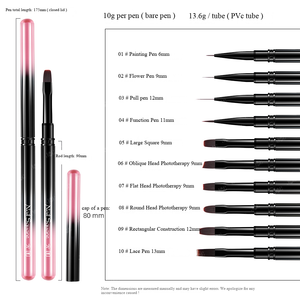 Pincel ovalado para uñas de gel UV, mango de metal cromado negro, cabezal plano y redondo, para construcción de uñas acrílicas, pintura y arte de uñas. - Product Image 5