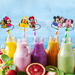 Protège-pailles réutilisables mignons de 10 mm, dessin animé, Noël, Nouvel An, embouts de paille, couvercles, décorations de paille <span class=keywords><strong>Mickey</strong></span> pour accessoires de tasse - Product Image 2