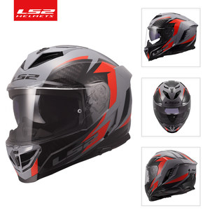 Nouveau casque de moto en plastique certifié ECE LS2, design intégral, double visière, unisexe, course sportive, polyvalence quatre saisons - Product Image 4