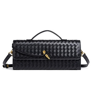 Bolso de Mano Tipo Acordeón de PU Tejido para <span class=keywords><strong>Mujer</strong></span>, Bolso Bandolera Pequeño, 30cm, Logotipo Personalizado OEM, Bolso de Moda - Product Image 1