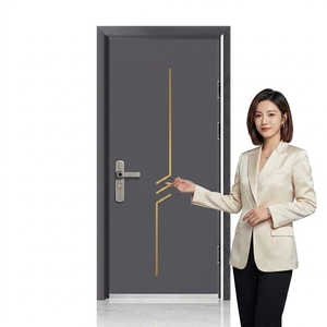 Porte de <span class=keywords><strong>sécurité</strong></span> antivol moderne en acier gris anthracite pour entrée de villa résidentielle, extérieur d'hôpital, hall extérieur - Product Image 2