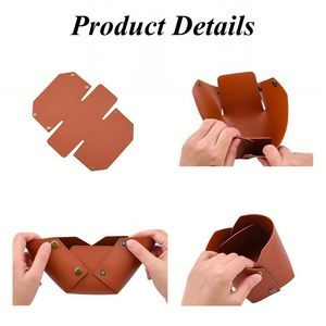 Porte-stylo en cuir avec fleur de naissance et nom, boîte de rangement de bureau pliable, cadeau personnalisé pour anniversaire et remise de diplôme - Product Image 5