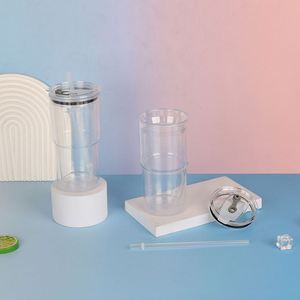 Custom <b>Logo</b> Service 40oz Plastic Double <b>Wall</b> Tumbler with Handle for Hotel Breakfast Bar Buffet - Product Image 4