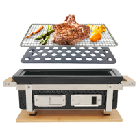 Barbecue au charbon de bois en céramique classique Auplex Habichi, carré, multifonction, sans fumée, pour Yakitori, idéal pour les fêtes et la cuisine de table
