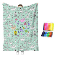 Manta Lavable Creativa Personalizable para Colorear, Manta DIY con Marcadores para Damas