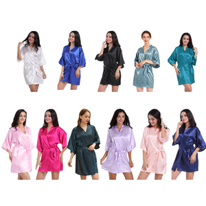 Robe <span class=keywords><strong>en</strong></span> satin pour femmes, peignoir <span class=keywords><strong>court</strong></span> <span class=keywords><strong>en</strong></span> <span class=keywords><strong>soie</strong></span> pour mariée, demoiselles d'honneur, mariage - Product Image 1