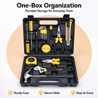 Kit d'outils de réparation et d'assemblage de meubles, 12 pièces, marteau, pinces, tournevis, clé à molette en acier au carbone avec étui de rangement en plastique rigide