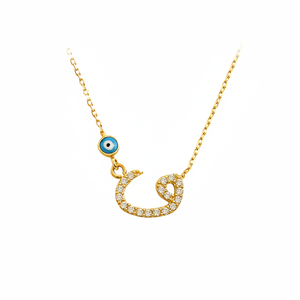 สร้อยคออิสลาม14K Solid Gold Evil Eye Vav - Product Image 2