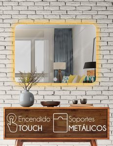 Espejo de Baño LED Inteligente Rectangular Moderno con Esquinas Redondeadas, Retroiluminado, Antivaho, para Proyectos Hoteleros - Product Image 6