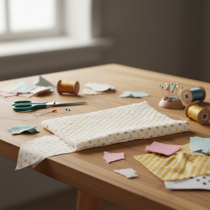 Tessuto a pois Ilan 100x150 cm bianco con pois dorati per artigianato e cucito - Product Image 3