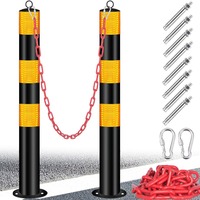 Columna Metálica de Seguridad Vial, Poste de Barrera Reflectante de Advertencia Fija, Bolardo de Acero Inoxidable para Estacionamiento