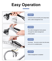 Envoltura de Cable en espiral Tubo organizador de cables de PE negro de 15mm para PC TV Cine en casa Cables CCTV Cable de cremallera Cable en espiral de PE