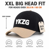 Derin Gri Yıkanmış Pamuklu Baba Şapkası YKZG XXL Büyük Baş Beyzbol Şapkası 68cm Derin Tepeli Ekstra Büyük Beden %100 Pamuk Güneş Şapkası