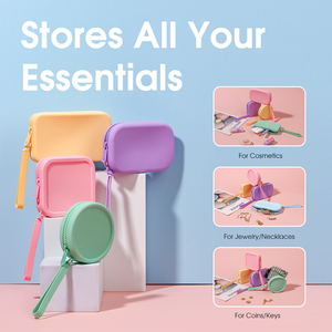 Lot de mini-sacs à main et porte-monnaie en silicone pour femmes, multi-usages, pour le rangement de rouge à lèvres, bijoux et clés - Product Image 1
