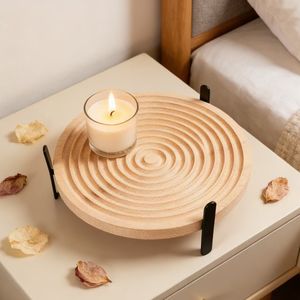 Nouveauté Plateau en bois <span class=keywords><strong>de</strong></span> style nordique Plateau à motifs ondulés Surface pour gâteaux et aliments avec base pour les familles - Product Image 3