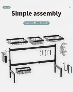 ที่คว่ำจานแบบปรับความยาวได้ชั้นวาง<span class=keywords><strong>ของ</strong></span>เหนือเคาน์เตอร์พร้อมบล็อกมีดและที่วางตะเกียบ - Product Image 5