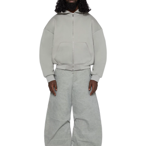 Fabrication de sweat-shirts en molleton français lourd et vieilli, 80% polyester, 20% coton, 350 g/m², vierge, personnalisable, pour homme, fermeture éclair, surdimensionné, ample, automne - Product Image 1