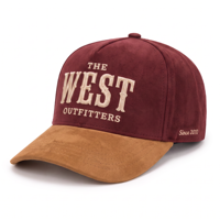 Casquettes de baseball vintage western bicolores en daim avec broderie 3D en relief, logo personnalisé brodé, pour la vente en gros