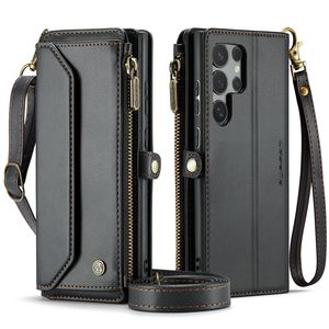 Étui de téléphone en cuir magnétique multifonction pour <span class=keywords><strong>Samsung</strong></span> S24FE/S26/A15 avec fermeture éclair, <span class=keywords><strong>cordon</strong></span> et design à rabat - Fait main - Product Image 5