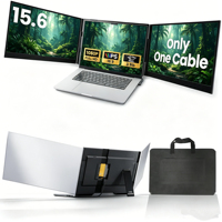 Moniteur portable 15,6 pouces, technologie ultra-fine, design mince, résolution FHD 1080P, écran étendu pour ordinateur portable, compatible Win/Mac