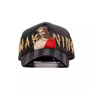 Casquettes 5 panneaux Jésus de haute qualité en gros pour femmes et hommes, casquettes de baseball en daim à visière incurvée, style décontracté, sport, quotidien, respirantes, livraison gratuite - Product Image 2