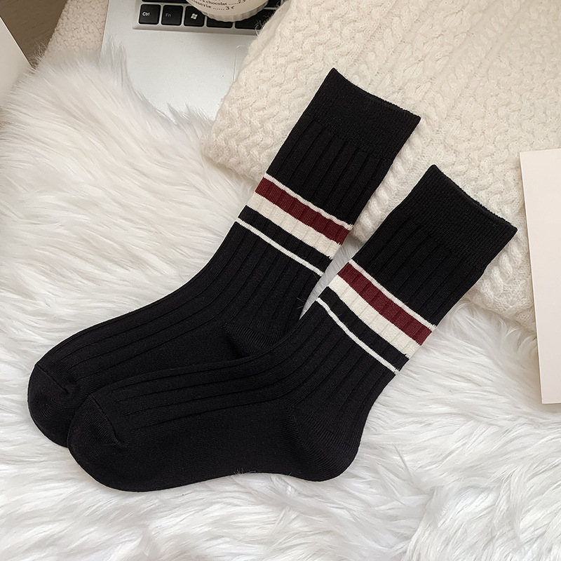 Unisex [Wool-brushed striped - Black]