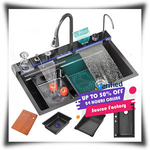 Los fabricantes personalizan <span class=keywords><strong>Black</strong></span> <span class=keywords><strong>Friday</strong></span>, fregadero multifunción grande de una sola ranura, pantalla Digital LED, fregadero de cocina <span class=keywords><strong>en</strong></span> cascada con arandela de taza - Product Image 1